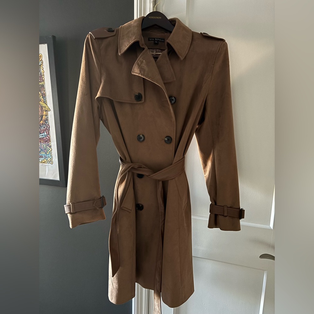 Trench Coat FAUX suede and leather ON TREND nice quality